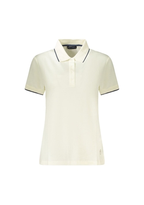 White Cotton Women Polo Shirt - S