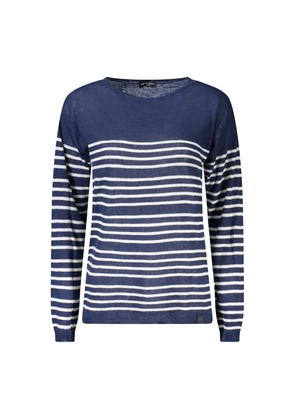 Blue Cotton Women Sweater - S