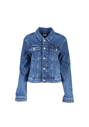 Blue Cotton Women Jacket - XL