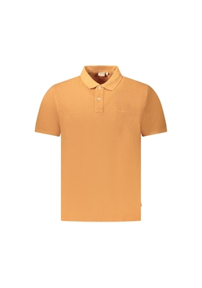 Orange Cotton Men Polo Shirt - L