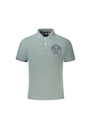 Green Cotton Men Polo Shirt - M