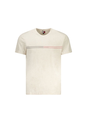 Beige Cotton Men T-Shirt - XL