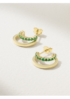 Jennifer Meyer - Mini Double 18-karat Gold Emerald Hoop Earrings - One size