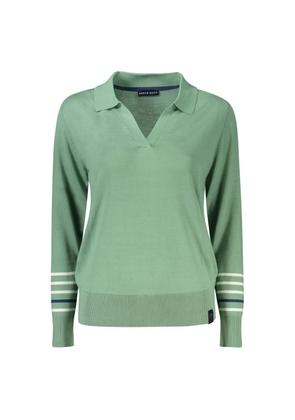 Green Cotton Women Sweater - L