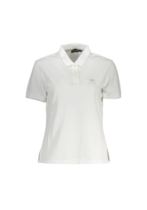 White Cotton Women Polo Shirt - L