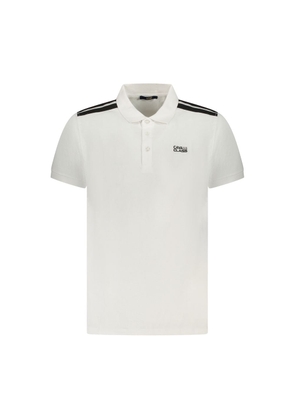 White Cotton Men Polo Shirt - L