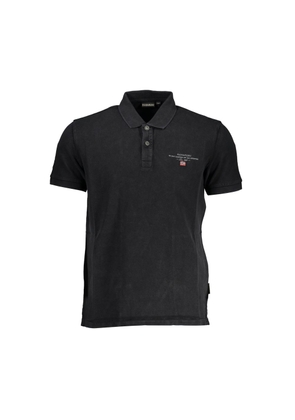 Black Cotton Men Polo Shirt - M