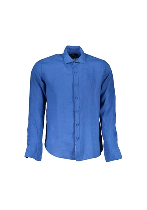 Blue Linen Men Shirt - L