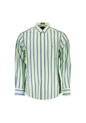 Yellow Cotton Men Shirt - M