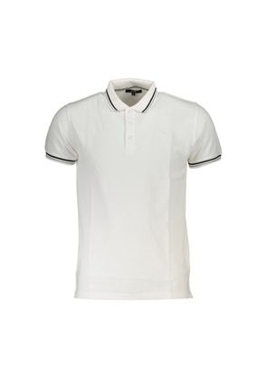 White Cotton Men Polo Shirt - L
