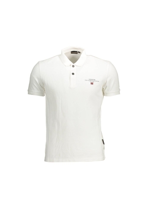White Cotton Men Polo Shirt - M