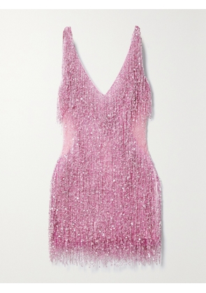 NAEEM KHAN - Gatsby Embellished Tulle Mini Dress - Pink - US2,US4,US6,US8,US10,US12