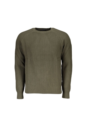 Green Cotton Men Sweater - L