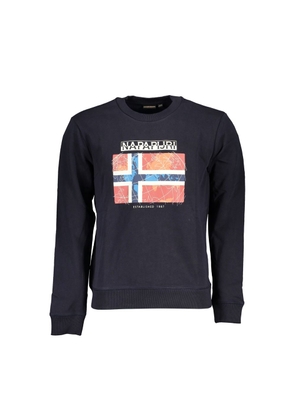 Blue Cotton Men Sweater - S