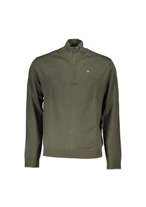 Green Fabric Men Sweater - L