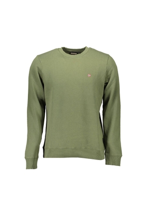 Green Cotton Men Sweater - S