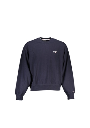 Chic Blue Crew Neck Sweater with Logo Detail - L