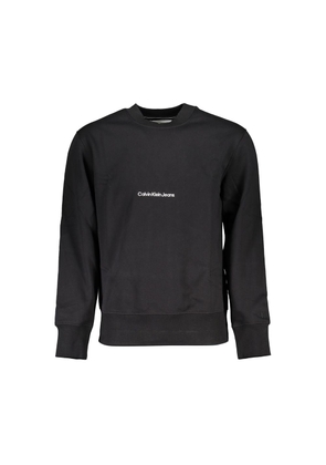 Sleek Black Crew Neck Fleece Sweatshirt - XL