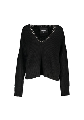 Elegant Long Sleeved V-Neck Sweater with Chic Details - S