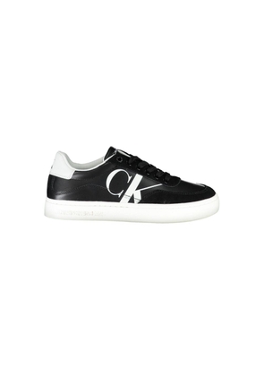 Sleek Black Lace-Up Sneakers With Contrast Details - EU39/US9