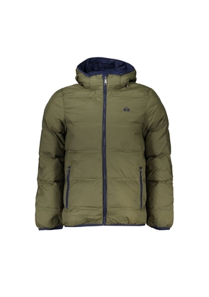 Elegant Green Hooded Jacket with Contrast Details - S
