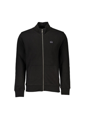 Sleek Black Cotton Zip Sweater - L