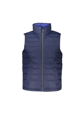 Sleek Sleeveless Embroidered Blue Jacket - M