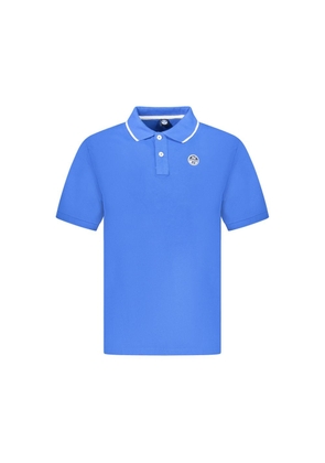 Blue Cotton Men Polo Shirt - M