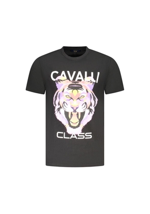 Black Cotton Men T-Shirt - L