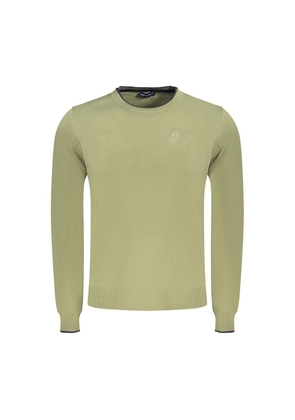 Green Cotton Men Sweater - M