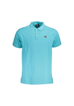 Blue Cotton Men Polo Shirt - L