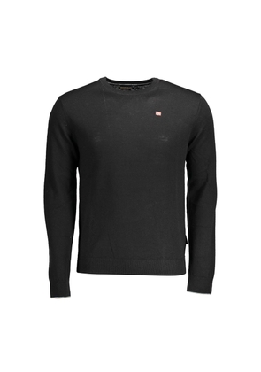Black Wool Men Sweater - M
