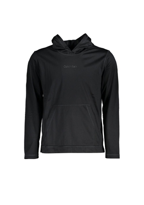 Sleek Black Hooded Sweatshirt with Logo Print - M