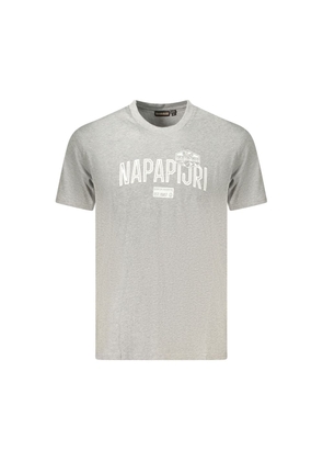 Napapijri Gray Cotton Men T-Shirt - XXL