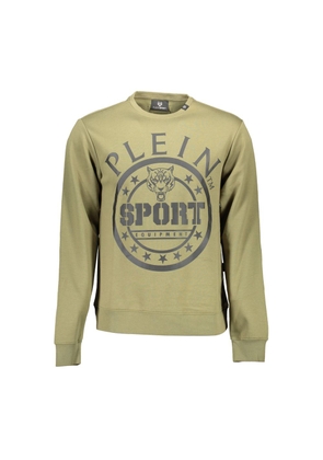 Green Cotton Men Sweater - M