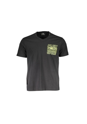 Plein Sport Black Cotton Men T-Shirt - M