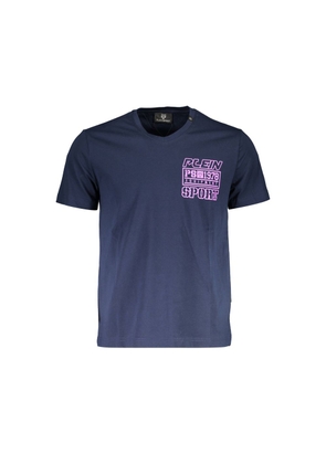 Blue Cotton Men T-Shirt - M