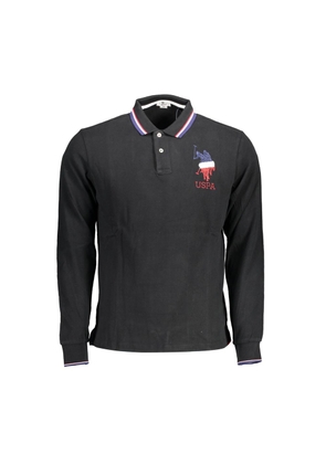 Black Cotton Men Polo Shirt - XXL