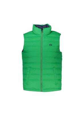 Sleek Sleeveless Green Jacket with Embroidery - 3XL