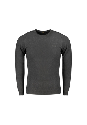 Black Viscose Men Sweater - L