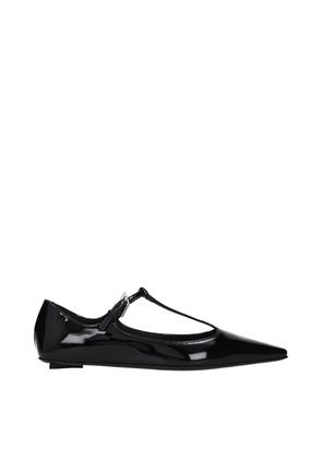 The Attico Black Leather Ballet Flats - EU37/US7