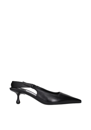 Black Leather Flat Sandals - EU36.5/US6.5