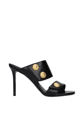 Balmain Black Leather Stiletto Heel Sandals - EU37/US7
