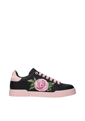 Dolce & Gabbana Black Leather Sneakers - EU37/US7