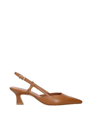 Brown Leather Mid Heel Pumps - EU36.5/US6.5