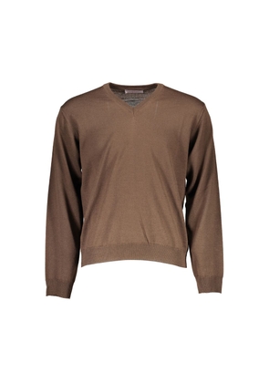 Brown Wool Men Sweater - M
