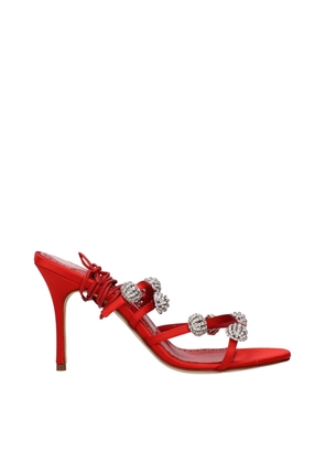 Manolo Blahnik Red Satin Stiletto Heels Sandals - EU39/US9