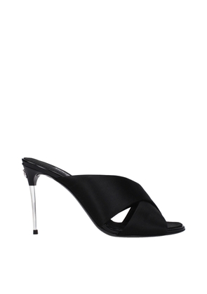Dolce & Gabbana Black Satin Stiletto Heels Sandals - EU37.5/US7.5