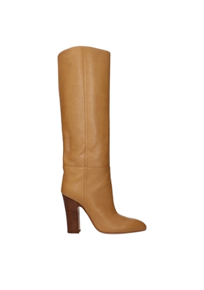 Paris Texas Brown Leather High Heel Boots - EU38/US8