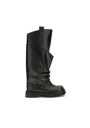 The Attico Black Calf Leather Bos Taurus Boots - EU38/US8
